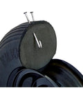 Never Flat 8 Inch Wheelbarrow Tire With Ribbed Tread, Solid Polyurethane Wheel, showing puncture resistance with nails, 16 Inch Wheel