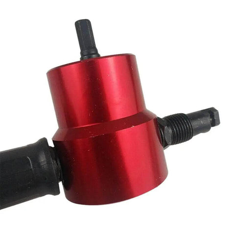 Double Head Sheet Nibbler And Metal Cutter Drill Attachment, red metal body, 360 degree adjustable for electric saws.