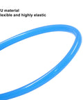 Close-up of blue PU pneumatic tubing one eighth inch OD, flexible and elastic, ideal for air systems and fluid transfer, 32.8 feet.