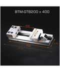 Top Shelf Cnc Vise With Heavy Duty Milling Machine Surface Jaw delivering precision grip, 200x400 size, silver finish.