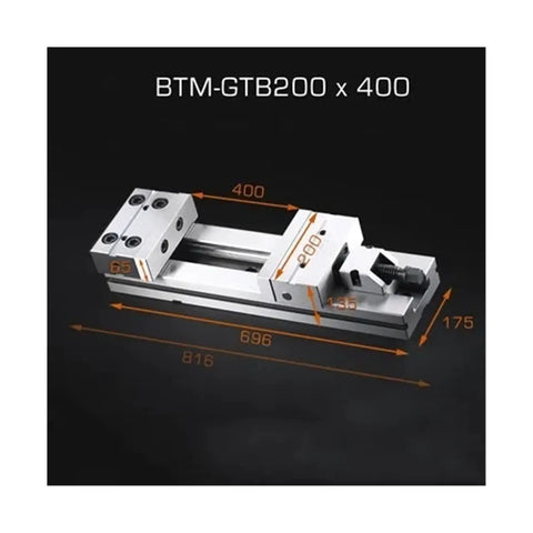 Top Shelf Cnc Vise With Heavy Duty Milling Machine Surface Jaw delivering precision grip, 200x400 size, silver finish.