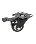 Close-up of a black wheel from 4 Pack 1.5 Inch Swivel Furniture Casters With Brakes, Black, M8/M10 Stem, Double Bearing Sleeve, Heavy Duty
