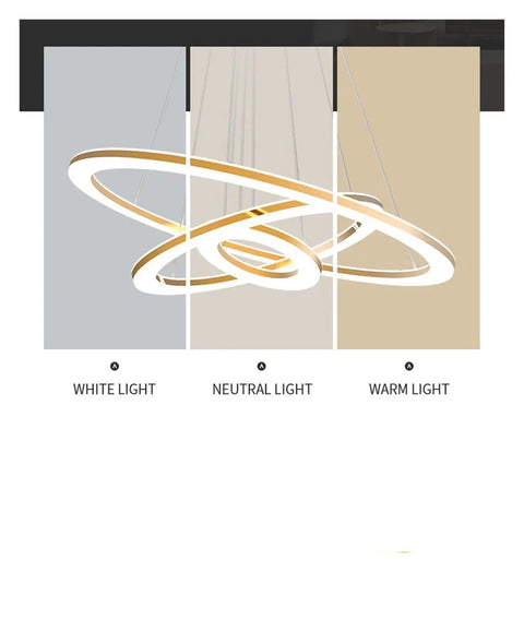 Kitchen LED s for Dining Room Modern Lights for Living Room Golden Circle Pendant Lights Home Design Lighting Indoor displaying white, neutral, and warm lighting options.