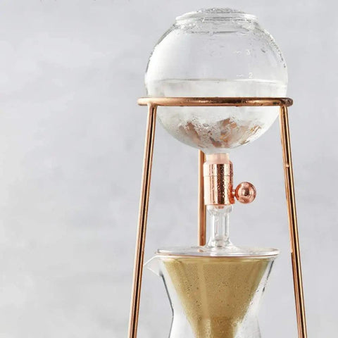 Premium Mini Cold Brew Coffee Maker with Ice Drip Pot and Reusable Stainless Steel Filter Adjustable Drip Valve Dutch Style Brewer