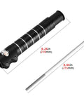 Adjustable Stem Riser And Fork Extender For Mountain Road MTB BMX And Fixie Aluminum Alloy Handlebar Raiser Up To 210 Millimeter Height Includes Seven Gaskets For Custom Fit And Easy Installation Head Up Adapter showing 210mm length and 215mm extender rod.