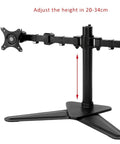 Heavy Hitter Dual Monitor Stand Free Standing Desk Mount For Two Screens Up To Thirty Inches showing adjustable height support and sturdy base.