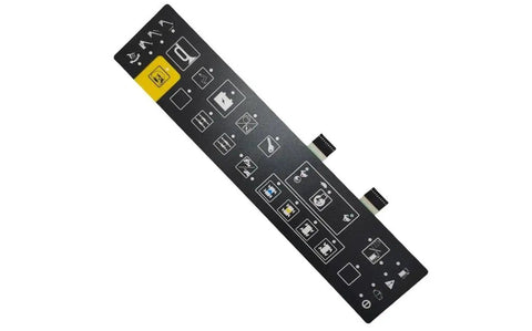 Premium Kickass Platform Membrane Decal Replacement For Genie Boom Lifts, black decal with control icons, durable material.