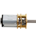 Two Pack DC Micro Gearbox Motors 3V 100 RPM N20, 17x12mm body with 10x3mm shaft, side view showing metal gear train.