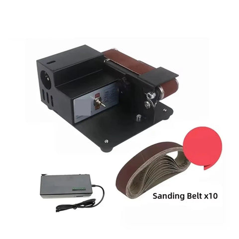 Compact Mini Electric Belt Sander With Multifunctional Polishing, Grinding, And Knife Sharpening Capabilities Perfect For Desktop Diy Projects Edging Tools And Detailed Metal Wood Work Easily Handle Various Tasks In Small Spaces with sanding belts