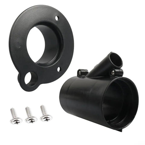 Premium Outboard Motor Cable Conduit Sleeve And Flange Kit With Split Design For Easy Install On Pre-Wired Boats, Rust Resistant Pp Marine Sheath Protects Wiring From Harmful Elements And Keeps Cables Tidy With Stainless Steel Screws black PP conduit sleeve, flange, and screws