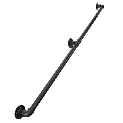 Solid As A Rock 5Ft Galvanized Steel Handrail For Indoor Outdoor Steps mounted with brackets for sturdy support.