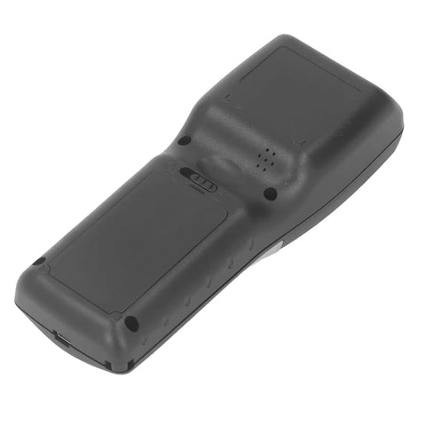 Back view of the Wireless 1D Barcode Scanner with 2.4GHz Tech and 330 Ft Range, showcasing sleek black design and battery compartment.