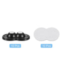 Mini Self Adhesive Caster Wheels Set 2.05 By 1.14 Inch 360 Degree Swivel Castors For Small Appliances Storage Boxes And Trash Cans White Nylon Beads 10 Pack Smooth Surface Only Tiny But Mighty, showing front view of 10 black casters with white nylon beads and adhesive backing.