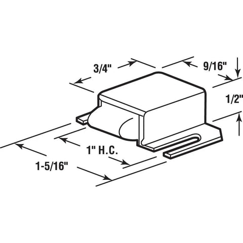 Diagram of Shower Door Catch With Nylon Tip And Stainless Steel Housing Adjustable Hinged Door Latch 2 Pack dimensions shown