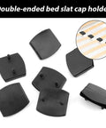 20 Piece Set Of Heavy Duty Plastic Replacement Bed Slat Caps 54X10Mm Durable Pp Retainer Clips for center support rails, shown in black.