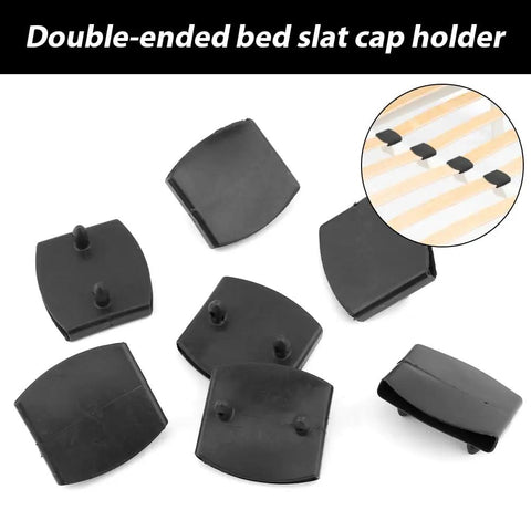 20 Piece Set Of Heavy Duty Plastic Replacement Bed Slat Caps 54X10Mm Durable Pp Retainer Clips for center support rails, shown in black.