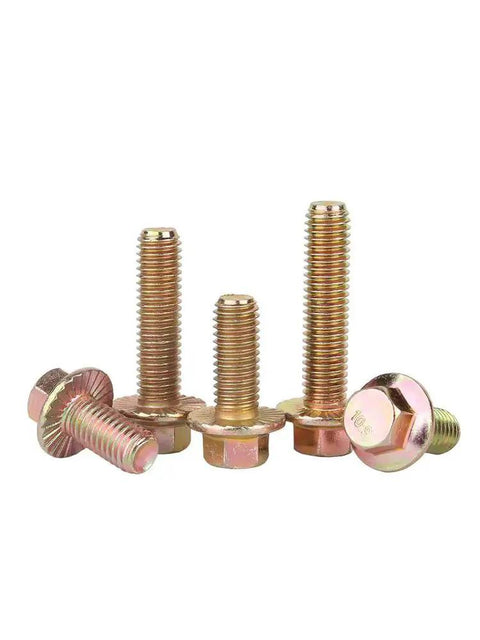 Shop Approved M12 Hex Flange Screws Zinc Plated 10.9 Grade Heavy Duty Fine Thread Fasteners Right For Daily Drives And Weekend Project Restorations Quantity Four Pack, showcasing various angles of the screws.