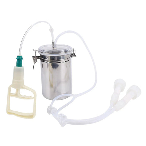 Manual Milking Machine With Strong Suction And 2000ml Stainless Steel Bottle, Portable milking kit with tubes and handle