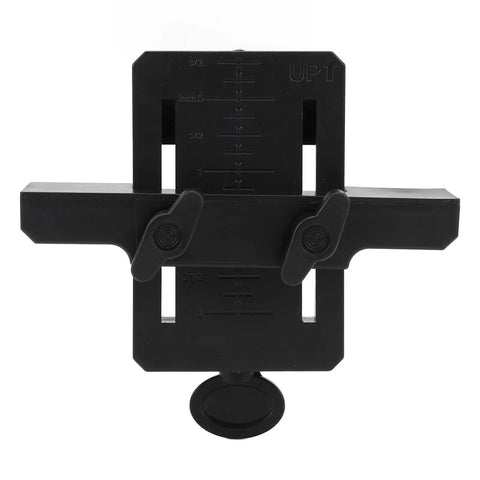 Top view of Straight Shooter Cabinet Door Alignment Jig And Quick Draw Hang Mounting Fixture with adjustable T-arm for precise alignment.