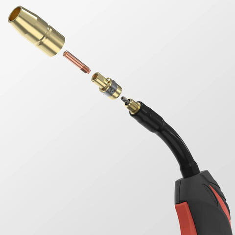 Exploded view of 10 Ft Flexible Neck MIG Welding Gun Torch Replacement For M10 M15 And Millermatic Series 150A Fits GA16C GA17C