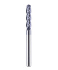 SpeTool 4-flute ball-nose end mill, solid carbide CNC router bit with 1/4 inch shank, 3 inch length
