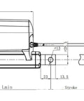 Zero Hassle Top Tier Waterproof Linear Actuator Motor dimensions and technical drawing for industrial automation setup.