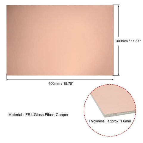 400x300mm Single Sided Copper Clad Laminate PCB Board FR4 1.6mm Thick For DIY Electronics Projects Prototyping And Hobby Builds