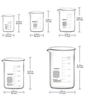 Borosilicate Glass Beaker Set With Graduated Griffin Low Form Beakers In Five Sizes 50 mL 100 mL 250 mL 500 mL And 1 L Pro Grade