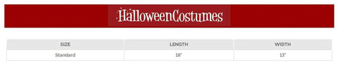 Size chart for gladiator shield and sword costume set for men with standard size, length 18 inches, width 13 inches
