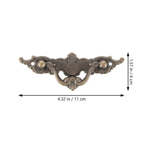 Front view of Vintage Cabinet Handles 4.33 Inch Antique Brass Drawer Pulls Decorative Dresser Hardware with size dimensions.