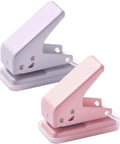 2 Pack Mini Hole Punch 6mm Circle Holes Ultra Compact 10 Sheet Capacity Pocket Sized Puncher in Pink and Purple