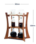 Heavy Duty Dutch Cold Brew Coffee Maker With Solid Wood Tower And Stainless Steel Filter brewing iced coffee, 630mm tall with glass vessels.