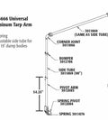 Diagram of Aluminum Tarp Arm Kit For Dump Trucks With Telescoping Arms And 8 Spring Torsion Pivot System Universal Fit 8 to 19 ft Dump Bodies