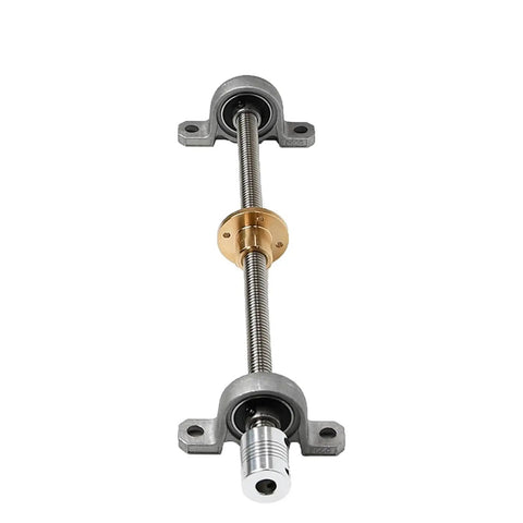 Beefed Up 8mm T8 Lead Screw Set With Brass Nut, Coupler And Vertical Pillow Bearing Block, 1800mm Long, 4 Starts, 4mm Pitch, 16mm Lead, 70.87 Inch Rod