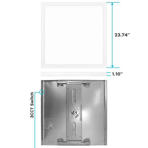 1x1 Ft LED Panel Flush Mount Light With 18W Edge Lit, Five Color Temperature Options From 2700K To 5000K, 1500 Lumens, back view