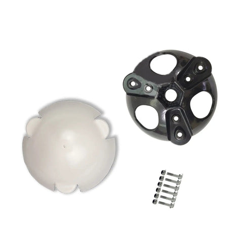 Badass 3 Piece Wind Turbine Blade Screw Kit with Stainless Steel Nuts Heavy Duty Hub Center Cap Fits 135mm Horizontal Systems for Fast Fix Ups That Will Never Give Out, featuring hub caps and bolts.
