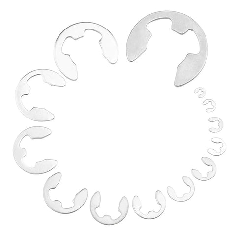 Stainless Steel E Clips And Circlips Washer Kit With 580 Piece Assortment For External Retaining Rings 1.2 To 15 Mm Fit Pulleys And Shafts