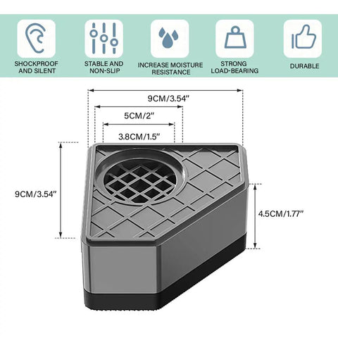 Heavy Duty Washing Machine Anti Vibration Pads With Shock Absorbers, Noise Cancelling Rubber Mats dimensions and design