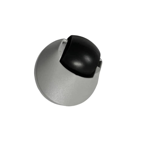 Front view of omni-directional caster wheel with silver metal housing and black wheel
