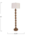 Stacked Bubble Steel Floor Lamp With Faux Walnut Finish, White Linen Drum Shade, 60-Inch Tall, Cool Modern Living Room Lighting