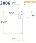 Kickass V Groove Router Bits Set With Quarter Inch Shanks Designed For Precision Woodworking And Cnc Projects Hella Tough Alloy Steel Gives You Slick Perfect Cuts Daily, detailed dimensions and angle diagram.