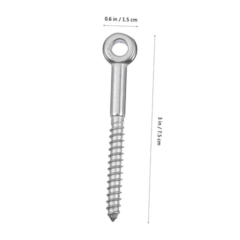 Stainless Eyebolt Lashing Eyes For Load Securing Self Tapping Eye Screws Kit 6 Pack Heavy Duty Eye Bolt Screws For Marine RV Trailer Hardware Ideal For Tow Vehicles And Heavy Haul Applications, 3 in stainless steel