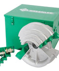 Greenlee Classic W-Ranged Bending Shoe 555Rsc for Electricians Pro USA made tool with storage box and accessories.