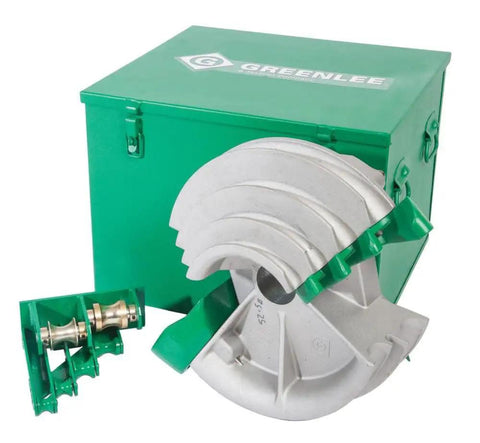 Greenlee Classic W-Ranged Bending Shoe 555Rsc for Electricians Pro USA made tool with storage box and accessories.