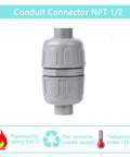 Pro Grade 180 Degree Liquid Tight Connectors Npt One Half Inch Double Ended Straight Splice Fittings For Electrical Flexible Conduit Non Metallic Pvc Ul Listed For Indoors And Outdoors Featuring Zero Screws No Sweat Tool Free Install Including Twenty gray conduit connector 1/2 inch with durable design for water-tight installation.