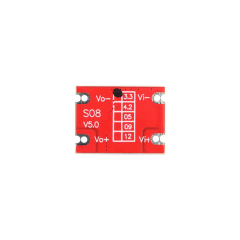 Ten Pack DC To DC Buck Boost Power Supply Module With Input From Two Point Five To Fifteen Volts And Output Of Three Point Three Volts Up To Six Hundred Milliamps Automatic Step Up Down Board For Electronics Projects showing voltage settings