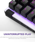 Legit Snug Compact Mini TkL Wired Mechanical Gaming Keyboard Built For Rapid Gameplay showing left-sided volume wheel and RGB lighting.