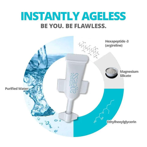 Instant Face Lift Cream For Anti Aging Skin Care That Lifts And Tightens Smooths Wrinkles Banishes Puffy Under Eye Bags No Eye Patches Needed Quick At Home Facelift In A Box Of 25 Vials with ingredients diagram.