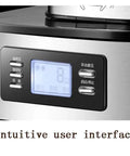 Close-up of All In One Coffee Maker With Milk Frother And Dual Use Ground Or Bean Coffee System Easy Clean Design's display panel