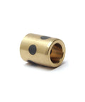 One Piece Heavy Duty Sleeve Bearing With 8Mm Bore 12Mm Outer Diameter For Ironclad Carbon Steel Copper Oilless Bushings, showing brass bushing with black dots.